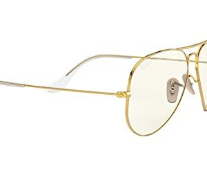 Ray-Ban RB3025 Classic Evolve Polarized Aviator Sunglasses, Gold/Clear to Grey Photochromic, 58 mm