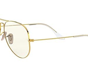 Ray-Ban RB3025 Classic Evolve Polarized Aviator Sunglasses, Gold/Clear to Grey Photochromic, 58 mm