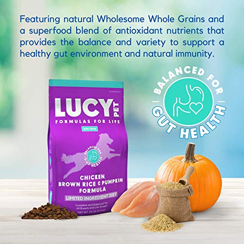 Lucy Pet Products Formulas for Life - Limited Ingredient Diet Dry Dog Food, All Breeds & Life Stages - Chicken, Brown Rice & Pumpkin, Multi, 4.5 lb