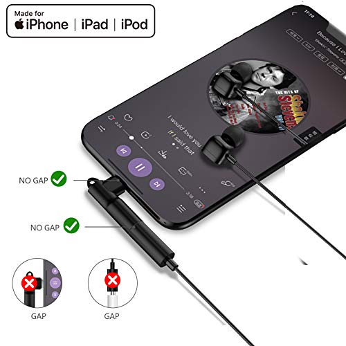 MOOU Headphones Jack Adapter for iPhone, MFi Certified iPhone Lightning to 3.5mm Jack Converter Compatible with iPhone 14/13/13 Pro/13 Pro Max/12/12 Pro Max/11/11 Pro/X XR XS XS Max 7 7P 8 8P