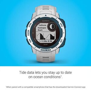 Garmin Instinct Solar Surf, Rugged Outdoor Smartwatch with Solar Charging Capabilities, Tide Data and Dedicated Surfing Activity, Cloudbreak