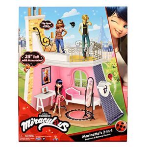 Miraculous Ladybug Marinette's 2-in-1 Bedroom and Rooftop Playset with Accessories by Playmates Toys