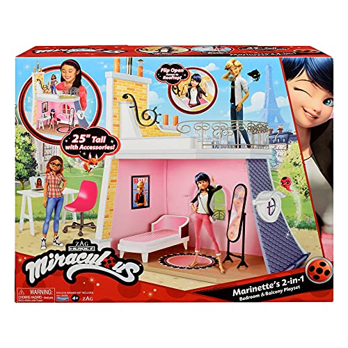 Miraculous Ladybug Marinette's 2-in-1 Bedroom and Rooftop Playset with Accessories by Playmates Toys