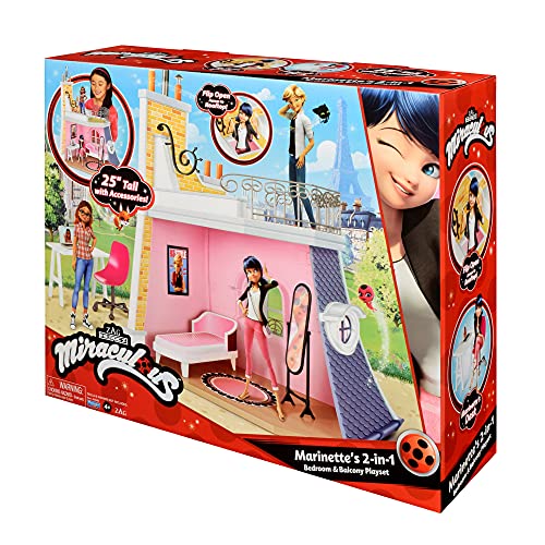 Miraculous Ladybug Marinette's 2-in-1 Bedroom and Rooftop Playset with Accessories by Playmates Toys