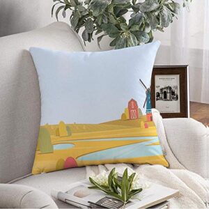 anmbsk throw pillow pillowcase grain wind rural design summer with farm land landscape harvest village old windmill parks outdoor throw pillow cover square cushion for couch chair bedding 18x18 inch