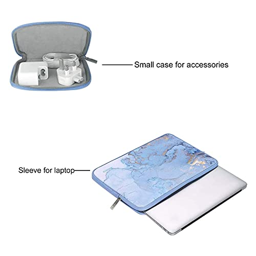 MOSISO Laptop Sleeve Compatible with MacBook Air/Pro, 13-13.3 inch Notebook, Compatible with MacBook Pro 14 inch 2023-2021 A2779 M2 A2442 M1, Neoprene Watercolor Marble Bag with Small Case