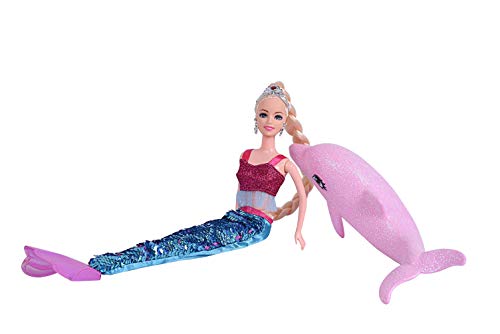 BETTINA Mermaid Princess Doll Pack, Color Changing Mermaid Tail, Dress Doll 12" and Dress Doll 3" and Dolphin Color Reveal Mermaid Toys for Little Girls and Play Gift Set Aged 3+