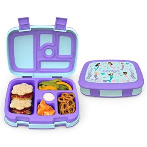 bentgo® kids prints leak-proof, 5-compartment bento-style kids lunch box - ideal portion sizes for ages 3 to 7 - bpa-free, dishwasher safe, food-safe materials (mermaids in the sea)