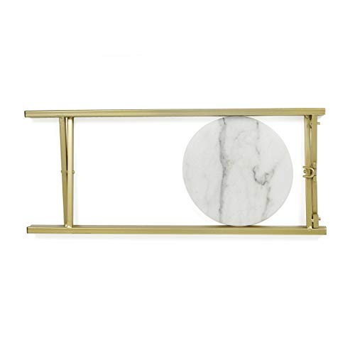 Urban Shop White Marble Collapsible Side Accent Drink Table with Gold Metal Legs, ‎8.5 in x 8.5 in x 22.5 in