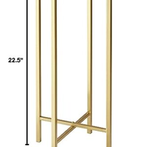 Urban Shop White Marble Collapsible Side Accent Drink Table with Gold Metal Legs, ‎8.5 in x 8.5 in x 22.5 in