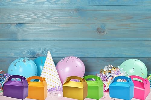 The Dreidel Company Gable Treat Boxes, Goodies Favor Gift-Box for Kids Birthday Party Favors, Weddings Events, Baby Shower, 6.25" x 3.5" x 3.5" Inch Box (Blue Treat Box, 12-Pack)