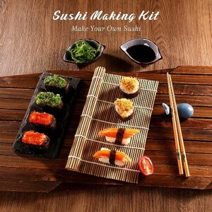 Delamu Sushi Making Kit, 20 in 1 Sushi Bazooka Roller Kit with Chef’s Knife, Bamboo Mats, Bazooka Roller, Rice Mold, Temaki Sushi Mats, Rice Paddle, Rice Spreader, Chopsticks, Sauce Dishes, Guide Book