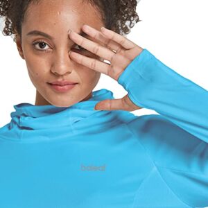 BALEAF Women's Hiking Long Sleeve Shirts with Face Cover Neck Gaiter UPF 50+ Lightweight Quick Dry SPF Fishing Running Hoddie Blue Size M