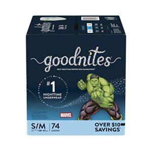 goodnites goodnites bedwetting underwear for boys, s/m, 74 ct, size 4-boy, 74 count