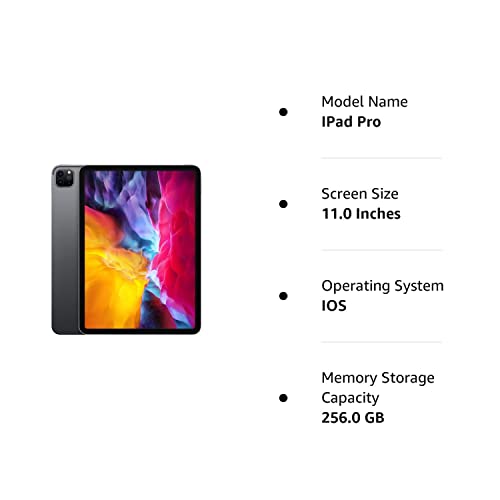 2020 Apple iPad Pro (11-inch, Wi-Fi, 256GB) - Space Gray (Renewed)