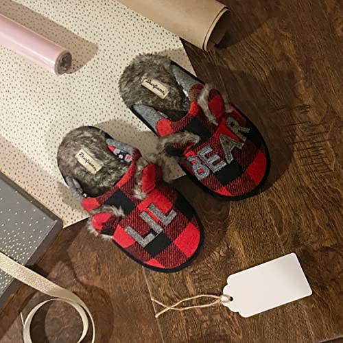 Dearfoams Kids Unisex Slipper, Lil Bear Plaid, US 7-8 Toddler