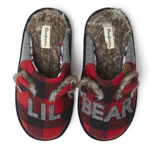 Dearfoams Kids Unisex Slipper, Lil Bear Plaid, US 7-8 Toddler