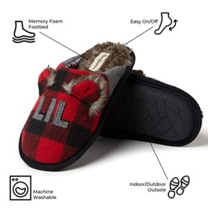 Dearfoams Kids Unisex Slipper, Lil Bear Plaid, US 7-8 Toddler