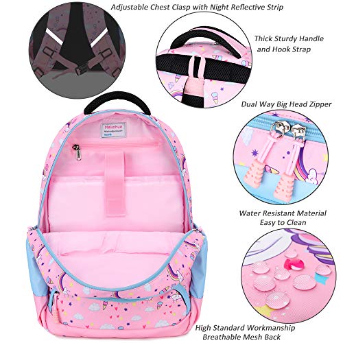 Meisohua Kids Unicorn Backpack for Girls School Bookbag for Elementary 3 in 1 School Bag Sets with Lunch Tote Pencil Bag