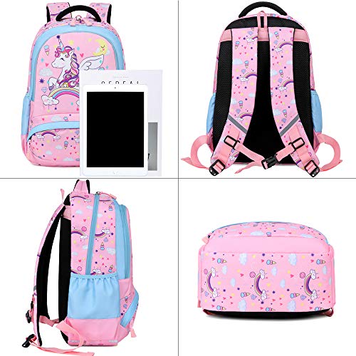 Meisohua Kids Unicorn Backpack for Girls School Bookbag for Elementary 3 in 1 School Bag Sets with Lunch Tote Pencil Bag