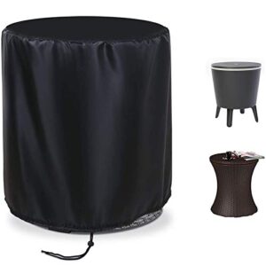 fenghome round patio cool bar table cover, waterproof fade resistant fabric with drawstrings for small coffee cocktail outdoor furniture side tables, diameter 20.5 x height 23 inches (black)
