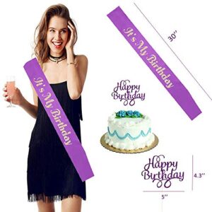 30th Birthday Decorations for Her, 30th Birthday Balloons Purple, 30th Birthday Decorations, Purple Balloons, It's My Birthday Sash, Cake Topper, Birthday Banner for 30th Birthday Decorations