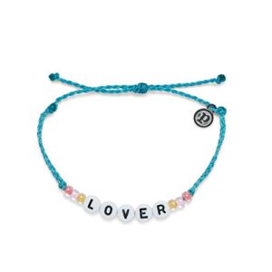 pura vida lover alphabet bead bracelet - waterproof, adjustable - pacific blue