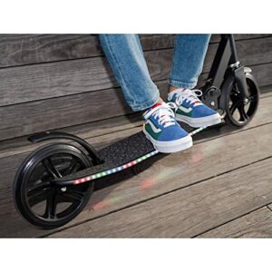 Jetson Scooters - Jupiter Jumbo Kick Scooter (Black) - Collapsible Portable Kids Push Scooter - Lightweight Folding Design with Big Wheels and High Visibility RGB Light Up LEDs on Stem and Deck