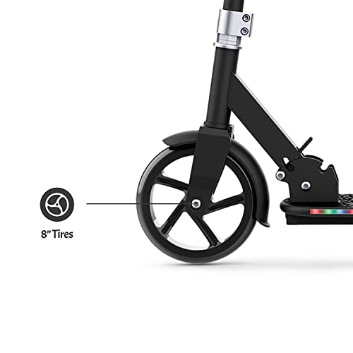 Jetson Scooters - Jupiter Jumbo Kick Scooter (Black) - Collapsible Portable Kids Push Scooter - Lightweight Folding Design with Big Wheels and High Visibility RGB Light Up LEDs on Stem and Deck