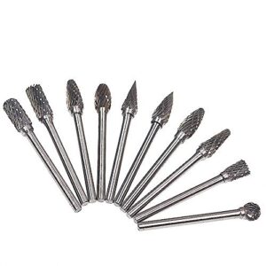 10PCS Tungsten Carbide Burs Sets Rotary Mini Drill Accessories Drill Grinding Burrs Tungsten Sharpening Drill Bits