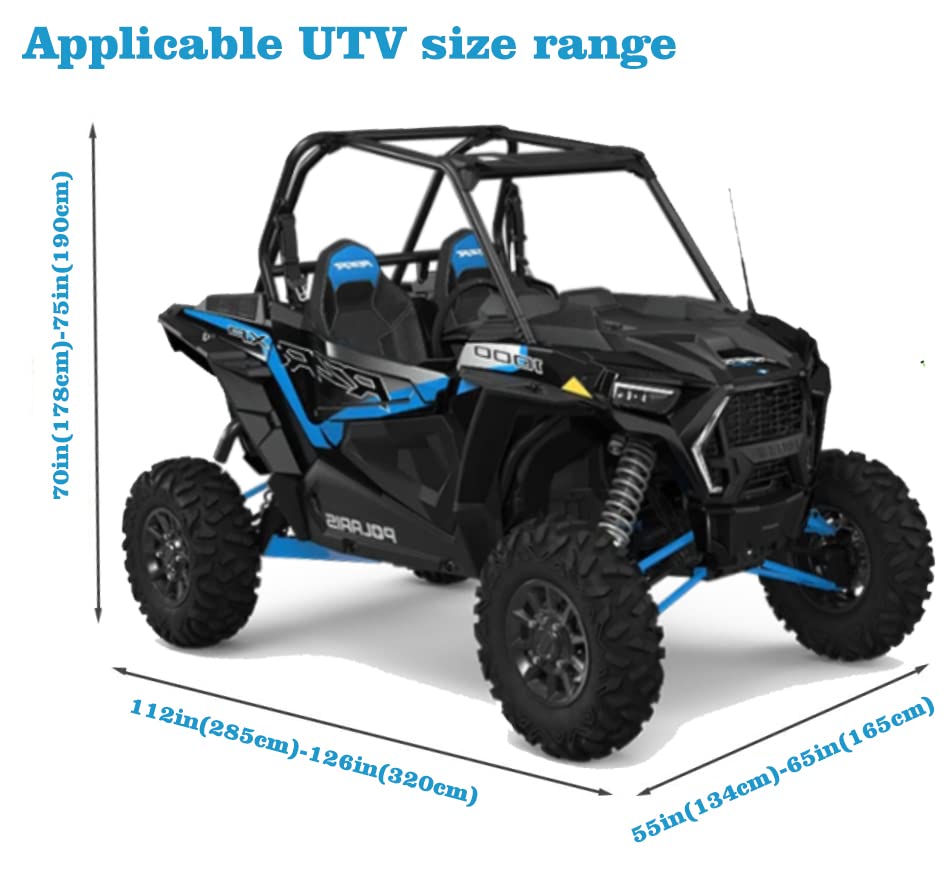 UTV Cover, Waterproof Heavy Denier Oxford Cloth Material for Polaris RZR Yamaha Rhino Can-Am Defender Honda Pioneer Kawasaki Mule Teryx 2-3 Passenger