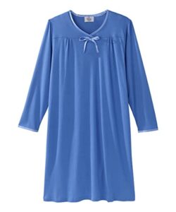 silvert's adaptive clothing & footwear open back night gown for ladies - assisted dressing hospital gown - blue med