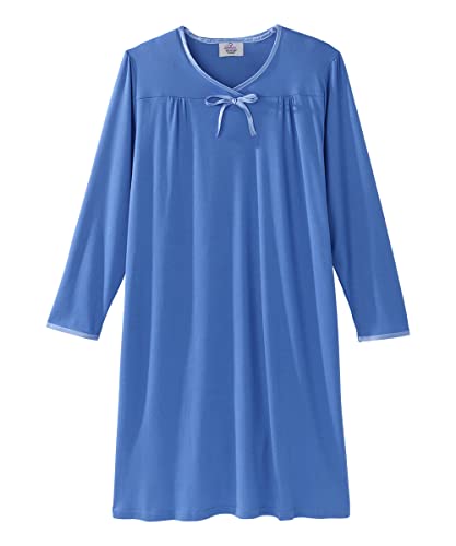 Silvert's Adaptive Clothing & Footwear Open Back Night Gown For Ladies - Assisted Dressing Hospital Gown - Blue MED