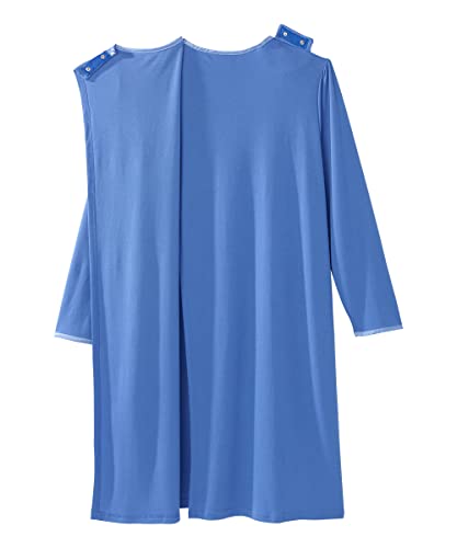 Silvert's Adaptive Clothing & Footwear Open Back Night Gown For Ladies - Assisted Dressing Hospital Gown - Blue MED