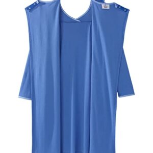 Silvert's Adaptive Clothing & Footwear Open Back Night Gown For Ladies - Assisted Dressing Hospital Gown - Blue MED