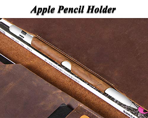 Leather Sleeve for iPad Pro 12.9" with Pencil Holder & Card Holder - Handmade from Genuine Leather (Cover, Bag, Case, Protection)