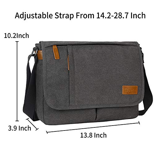 Estarer Messenger Bags for Men Women,13-14 Inch Laptop Water Resistant Shoulder Crossbody Bookbag Canvas Satchel