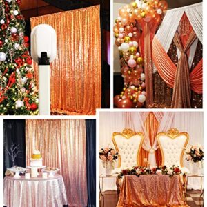 Poise3EHome Rose Gold Sequin Backdrop 2Ft x 8Ft x 2 Panels Sparkly Drape Seamless Photography Curtain for Wedding/Party