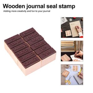 EXCEART 16pcs Wooden Stamps Week Stamps Retro Rubber Stamps DIY Scrapbooking Diary Stamps