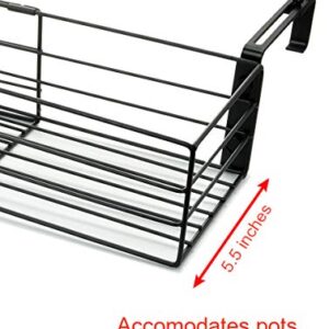 Adjustable Flower Pot Rack Holder Plant Stand - Expands 14"-27" to accomodate Multiple flowerpots, Hanger Hooks fit Almost Any Balcony, Fence or Deck Railing up to 6" Wide - Steel Black