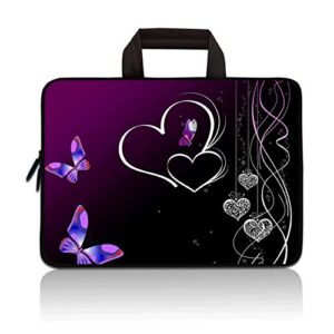 14 14.1" 14.2" 15" 15.4" 15.6" inch inch laptop sleeve case protective bag with outside handle,ultrabook notebook carrying case handbag compatible with dell toshiba hp chromebook(butterfly & heart)