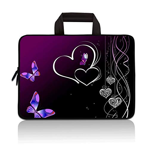 14 14.1" 14.2" 15" 15.4" 15.6" inch Inch Laptop Sleeve Case Protective Bag with Outside Handle,Ultrabook Notebook Carrying Case Handbag Compatible with Dell Toshiba HP Chromebook(Butterfly & Heart)