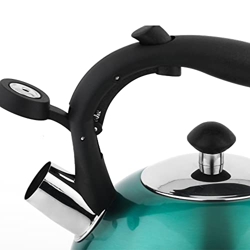 Amazon Basics Stainless Steel Tea Kettle, 2.4-Quart, Teal