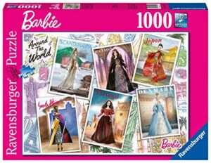 ravensburger barbie around the world 1000 piece jigsaw puzzle for adults - every piece is unique, softclick technology means pieces fit together perfectly