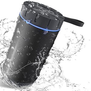 comiso waterproof bluetooth speaker ipx7, 25w wireless portable speakers loud sound strong bass stereo pairing 36 hours playtime, bluetooth 5.0 built in mic for calls black