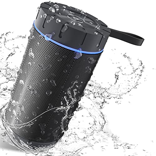 comiso Waterproof Bluetooth Speaker IPX7, 25W Wireless Portable Speakers Loud Sound Strong Bass Stereo Pairing 36 Hours Playtime, Bluetooth 5.0 Built in Mic for Calls Black