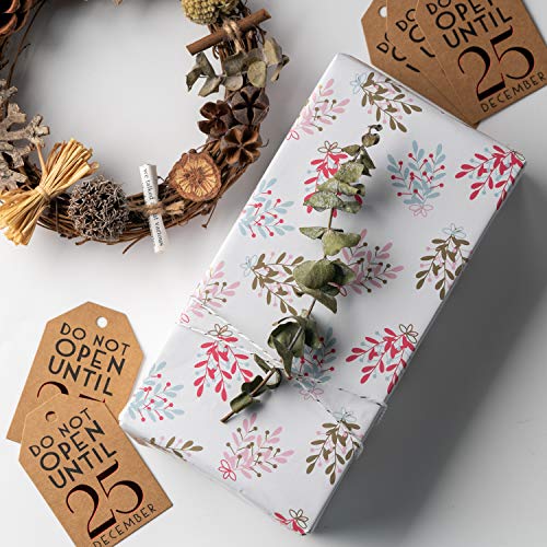 WRAPAHOLIC Wrapping Paper Sheet - Reindeer and Christmas Tree Design, Perfect for Christmas, Holiday, Baby Shower - 1 Roll Contains 6 Sheets - 17.5 inch X 30 inch Per Sheet