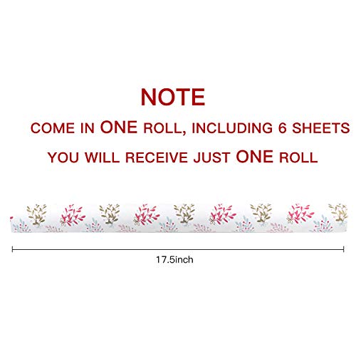 WRAPAHOLIC Wrapping Paper Sheet - Reindeer and Christmas Tree Design, Perfect for Christmas, Holiday, Baby Shower - 1 Roll Contains 6 Sheets - 17.5 inch X 30 inch Per Sheet