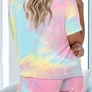 Ekouaer Tie Dye Pajamas Set Womens Loungewear Sleepwear 2 Piece PJ Sets