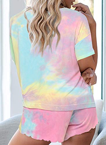 Ekouaer Tie Dye Pajamas Set Womens Loungewear Sleepwear 2 Piece PJ Sets